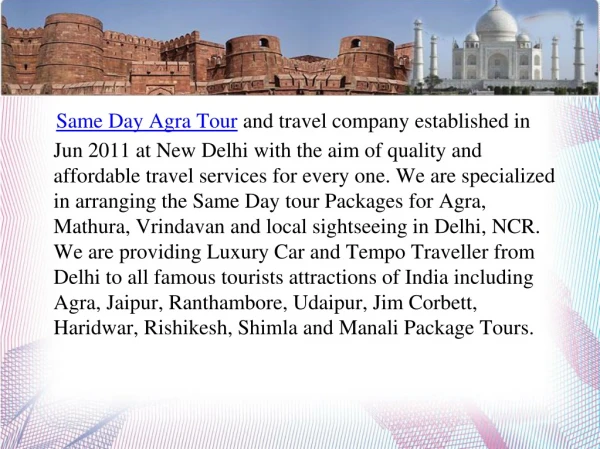 Day Agra Tour by Car