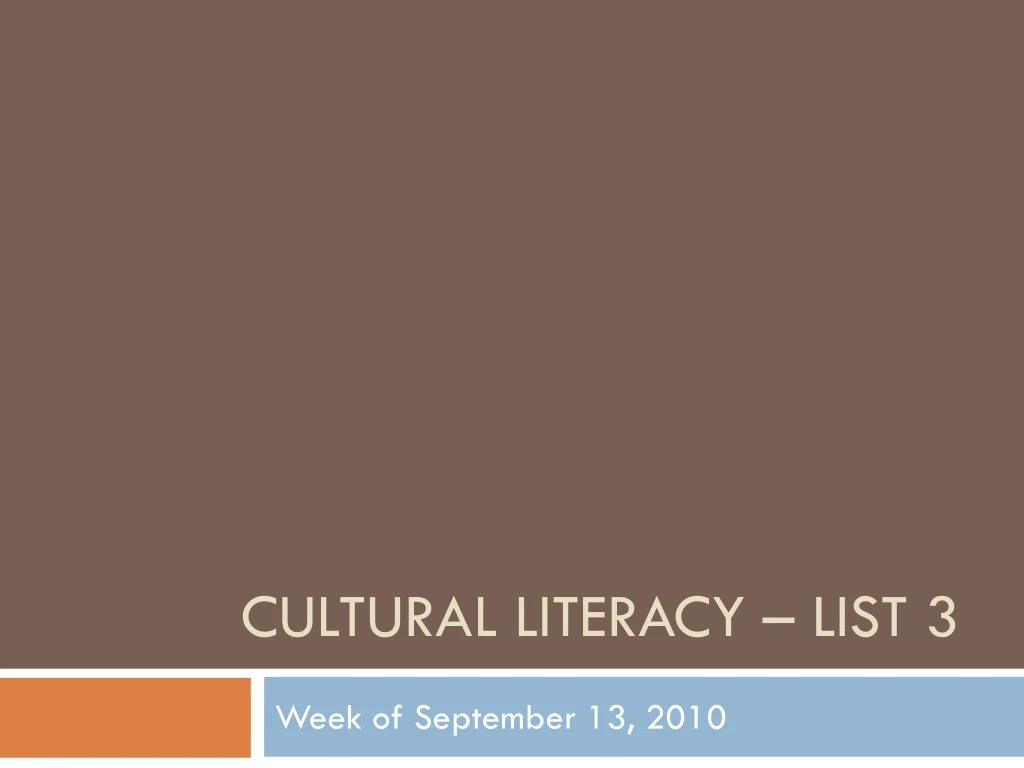 cultural literacy list 3