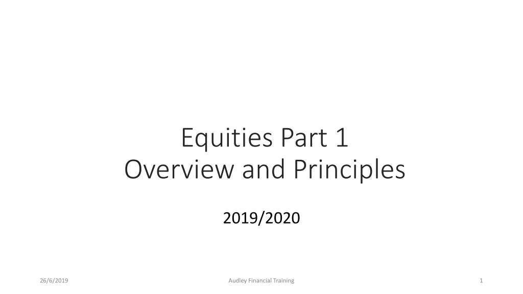 equities part 1 overview and principles