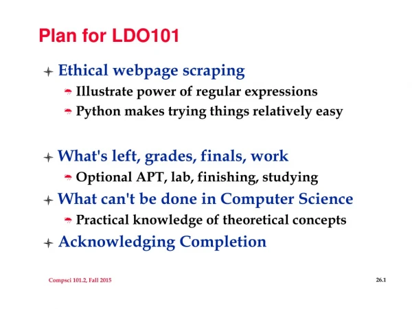 Plan for LDO101