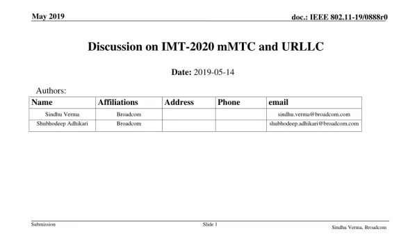 Discussion on IMT-2020 mMTC and URLLC