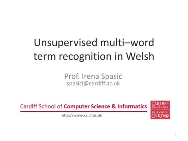 Unsupervised multi–word term recognition in Welsh