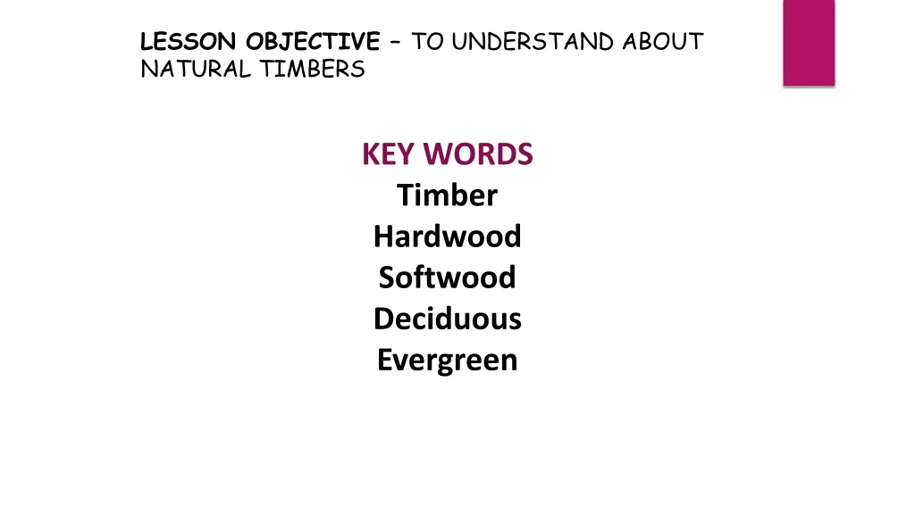 lesson objective to understand about natural