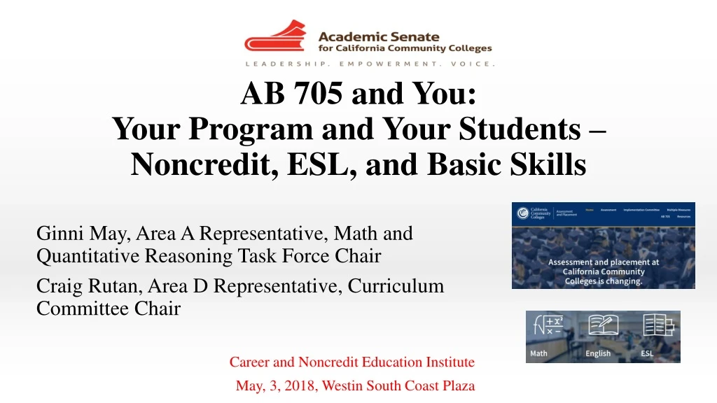 ab 705 and you your program and your students noncredit esl and basic skills