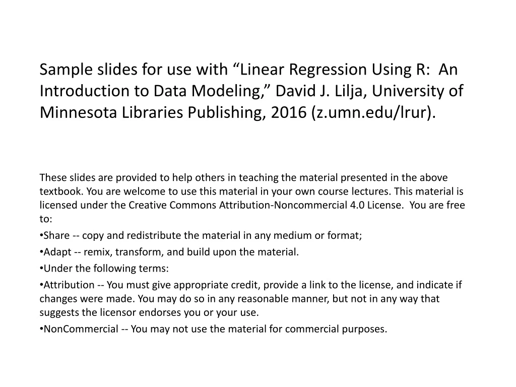 sample slides for use with linear regression