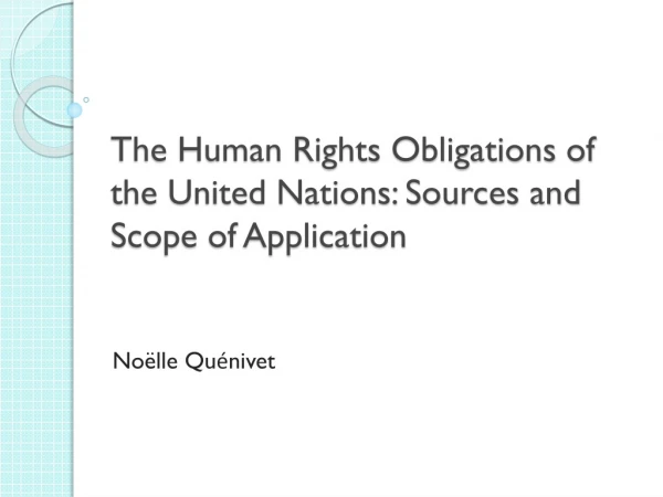 The Human Rights Obligations of the United Nations: Sources and Scope of Application