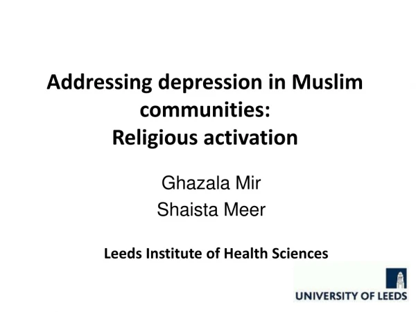 Addressing depression in Muslim communities: Religious activation
