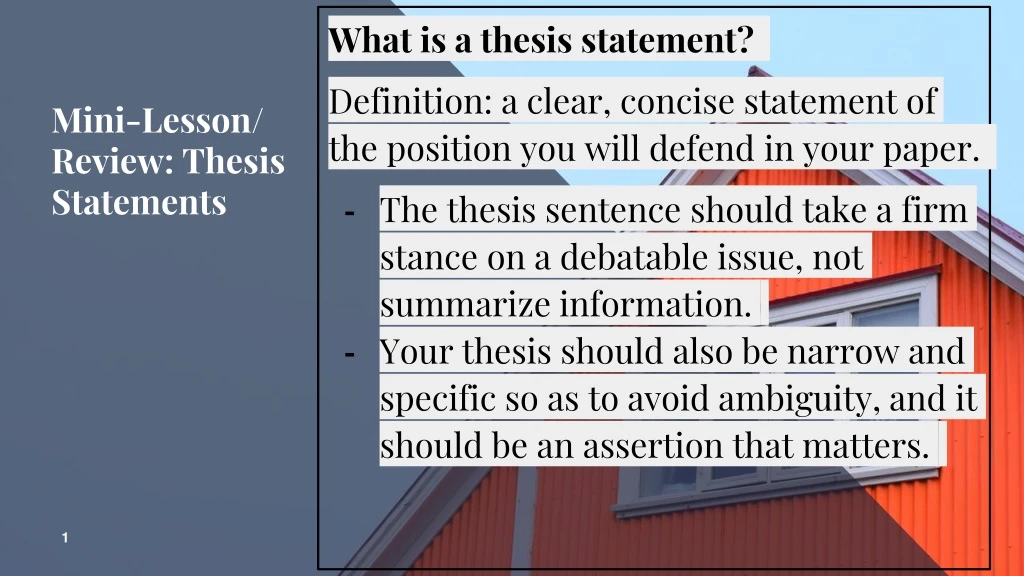mini lesson review thesis statements