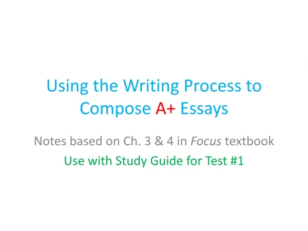 Using the Writing Process to Compose A+ Essays
