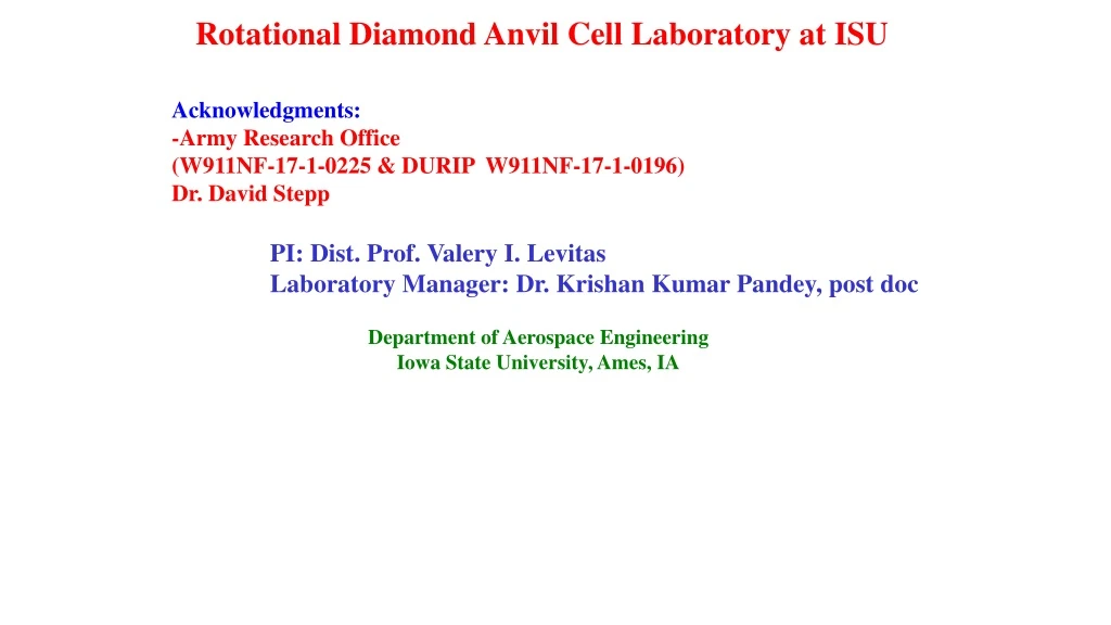 rotational diamond anvil cell laboratory at isu