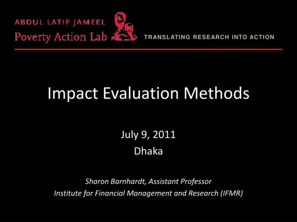 Impact Evaluation Methods