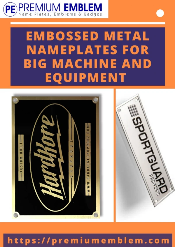 embossed metal nameplates for big machine