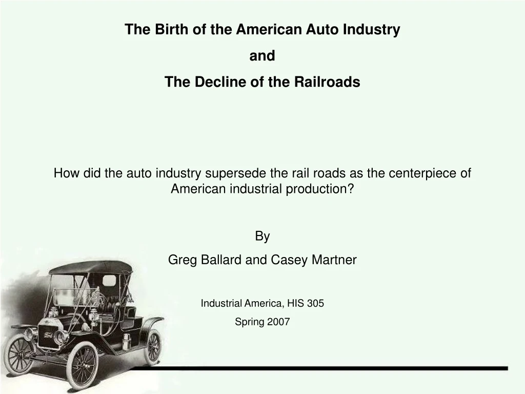 the birth of the american auto industry