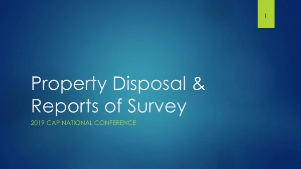 Property Disposal &amp; Reports of Survey