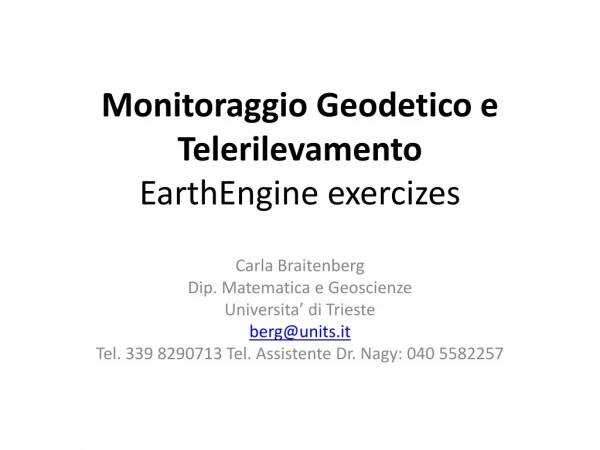 Monitoraggio Geodetico e Telerilevamento EarthEngine exercizes