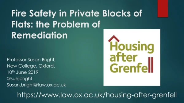 Fire Safety in Private Blocks of Flats: the Problem of Remediation