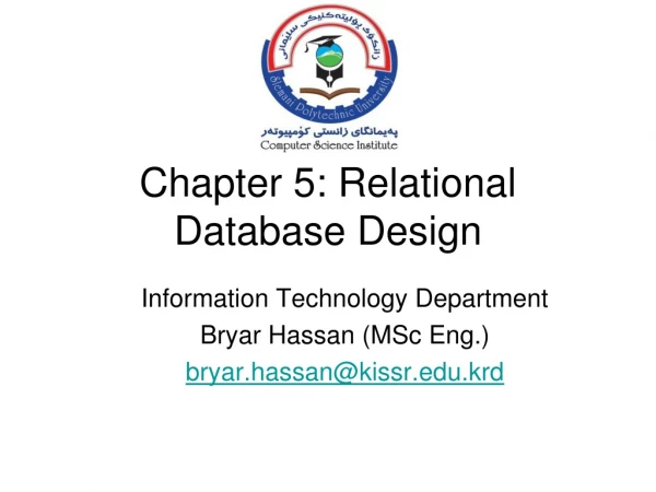 Chapter 5: Relational Database Design