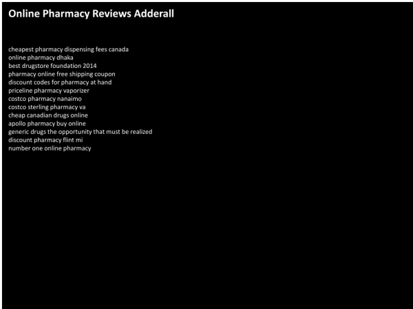 Online Pharmacy Reviews Adderall