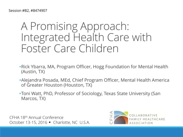 A Promising Approach: Integrated Health Care with Foster Care Children