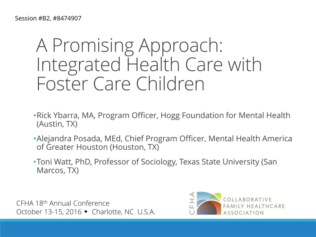 a promising approach integrated health care with foster care children