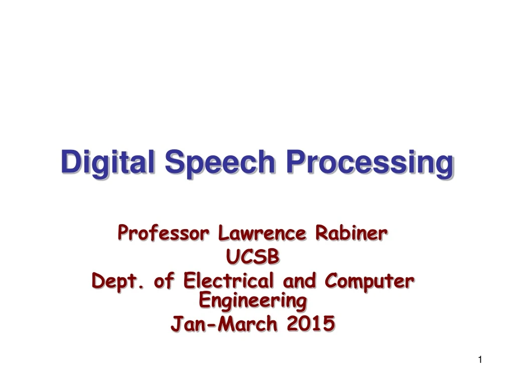 digital speech processing