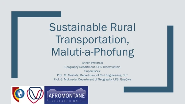 Sustainable Rural Transportation, Maluti -a- Phofung