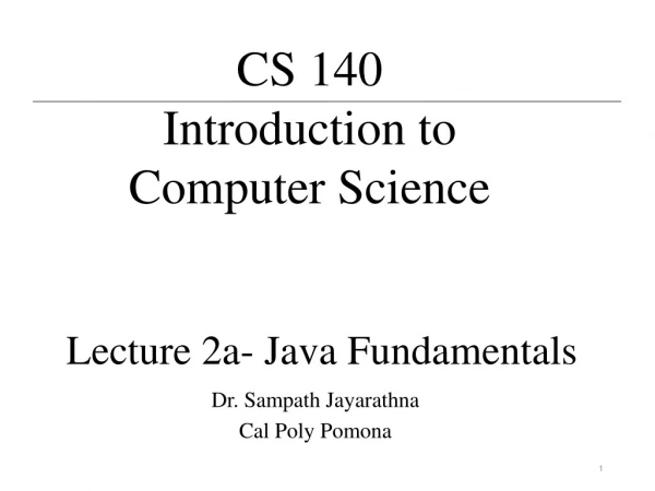 Lecture 2a- Java Fundamentals