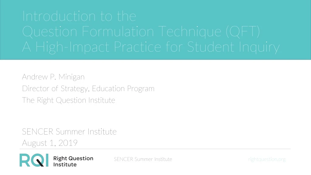 introduction to the question formulation technique qft a high impact practice for student inquiry
