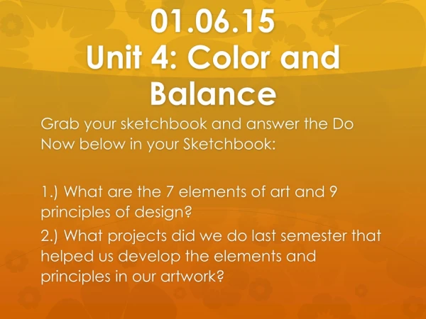01.06.15 Unit 4: Color and Balance