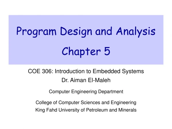 Program Design and Analysis Chapter 5