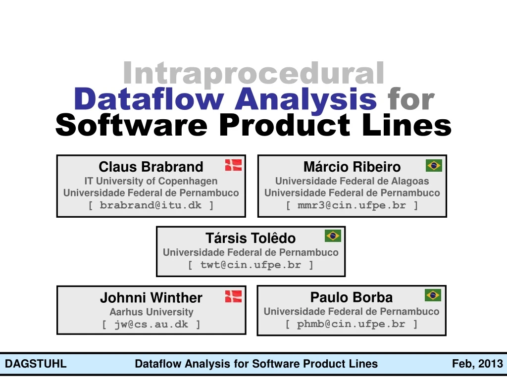 intraprocedural dataflow analysis for software product lines