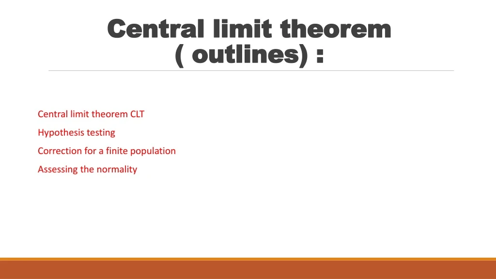 central limit theorem outlines