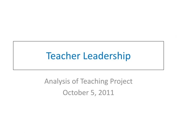 Teacher Leadership