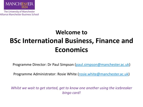 Welcome to BSc International Business, Finance and Economics