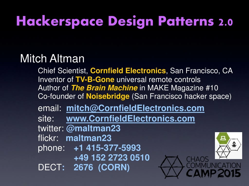 hackerspace design patterns 2 0