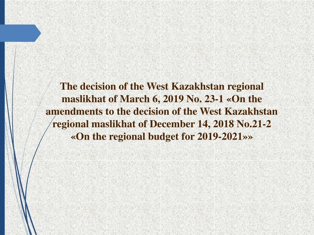 the decision of the west kazakhstan regional