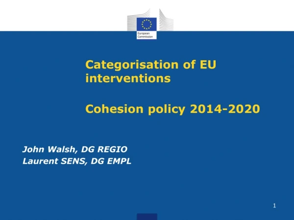 Categorisation of EU interventions Cohesion policy 2014-2020