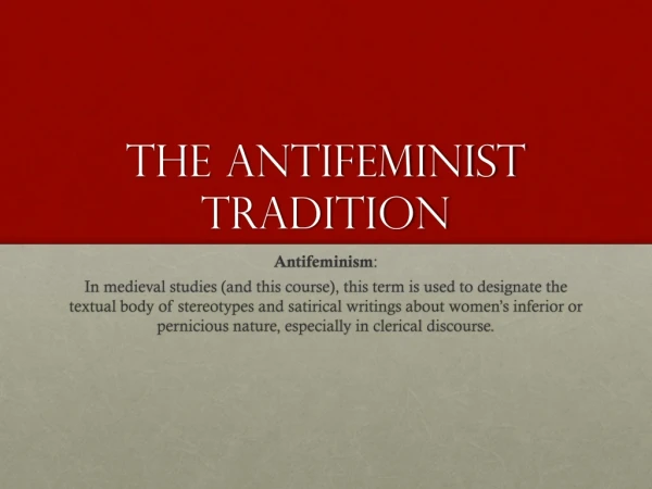 The antifeminist tradition