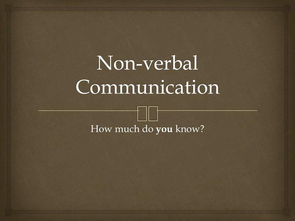 non verbal communication