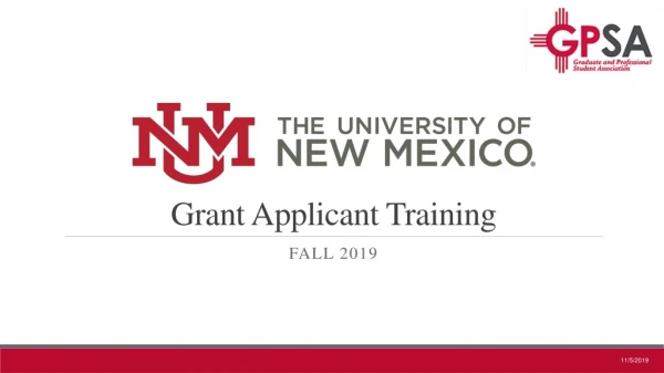 Grant Applicant Training