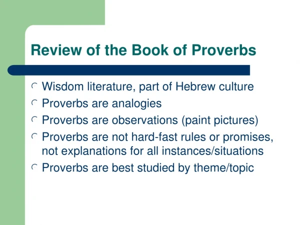 Review of the Book of Proverbs