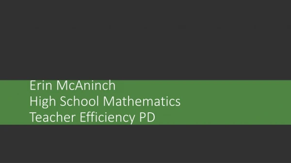 Erin McAninch High School Mathematics Teacher Efficiency PD