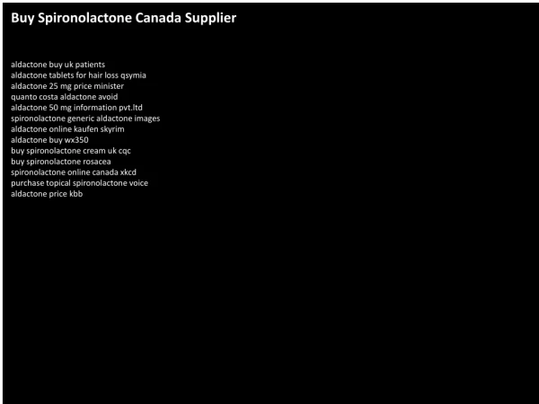 Buy Spironolactone Canada Supplier