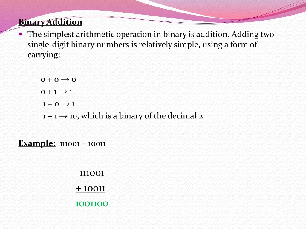 binary addition the simplest arithmetic operation