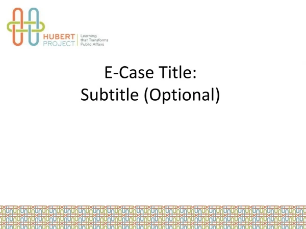 E-Case Title: Subtitle (Optional)