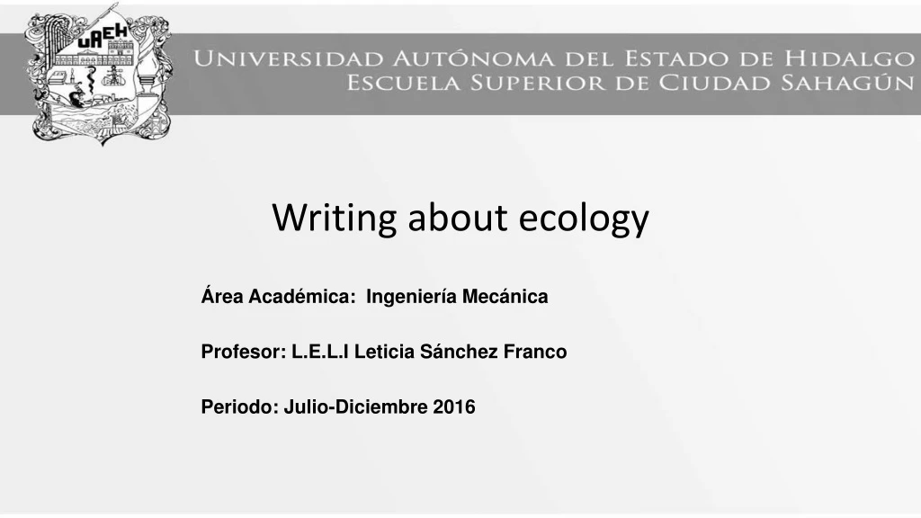 writing about ecology