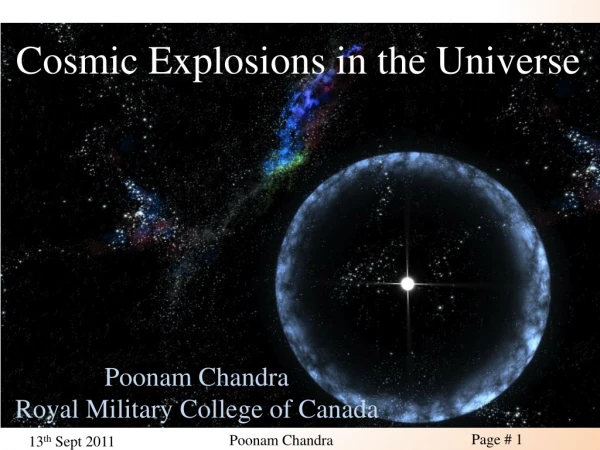 Cosmic Explosions in the Universe