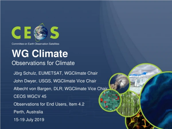 WG Climate Observations for Climate