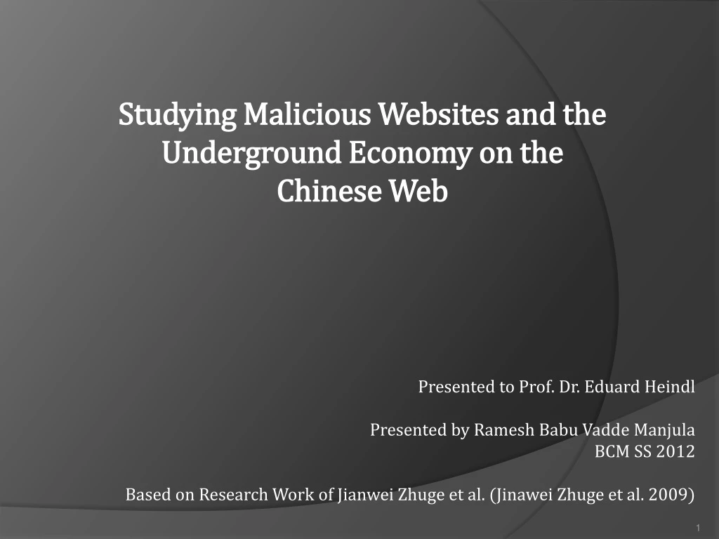 studying malicious websites and the underground