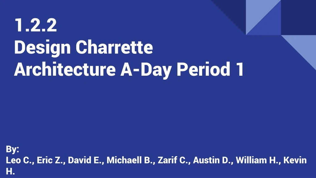 1 2 2 design charrette architecture a day period 1